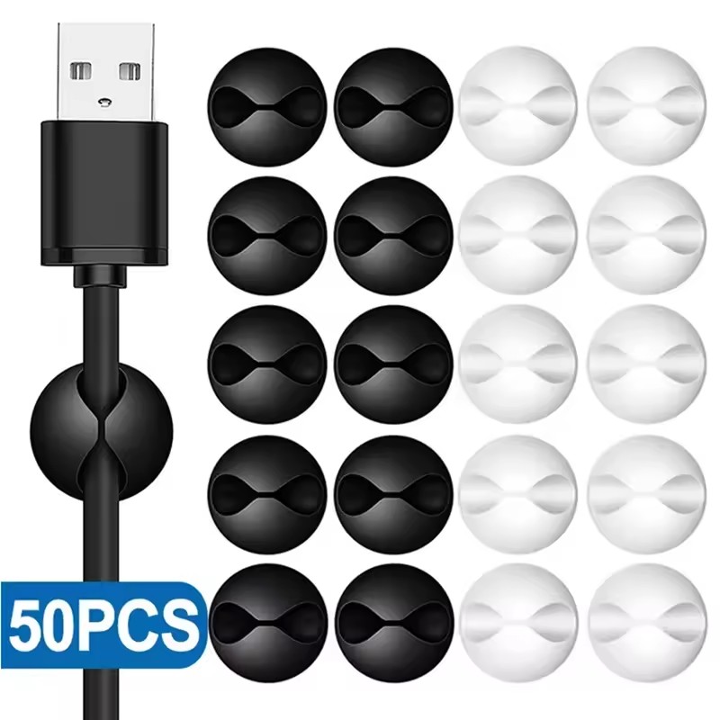 Cable Organizer - 5/50Pcs Desktop Wall Cable Clips Wire