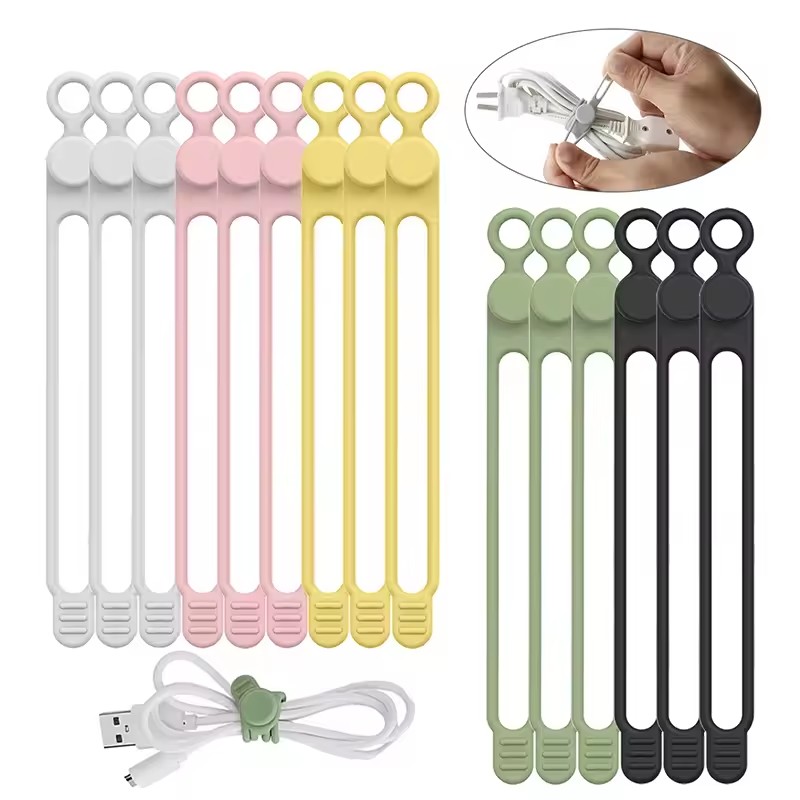 10pcs Silicone Cable Ties,Cord - огляд і ціна Cable Organizer